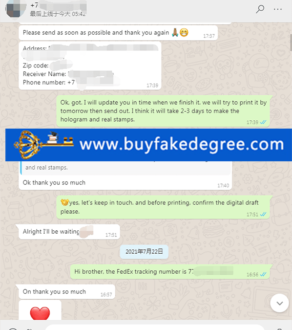 She lives in Russia and buy a fake degree from buyfakedegree.com and it just took 5 days!