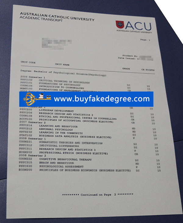 fake ACU transcript