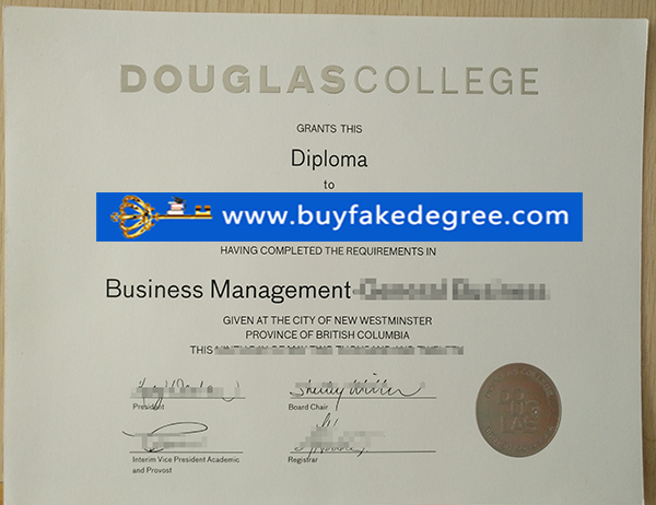 Douglas College diploma certificate