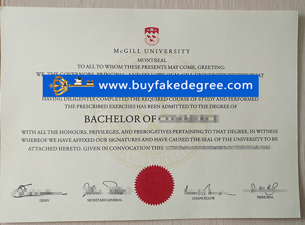 McGill University degree certificate
