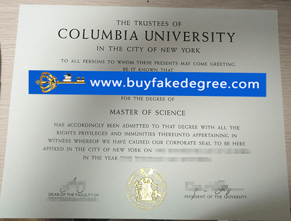 Columbia University degree, Columbia University diploma certificate