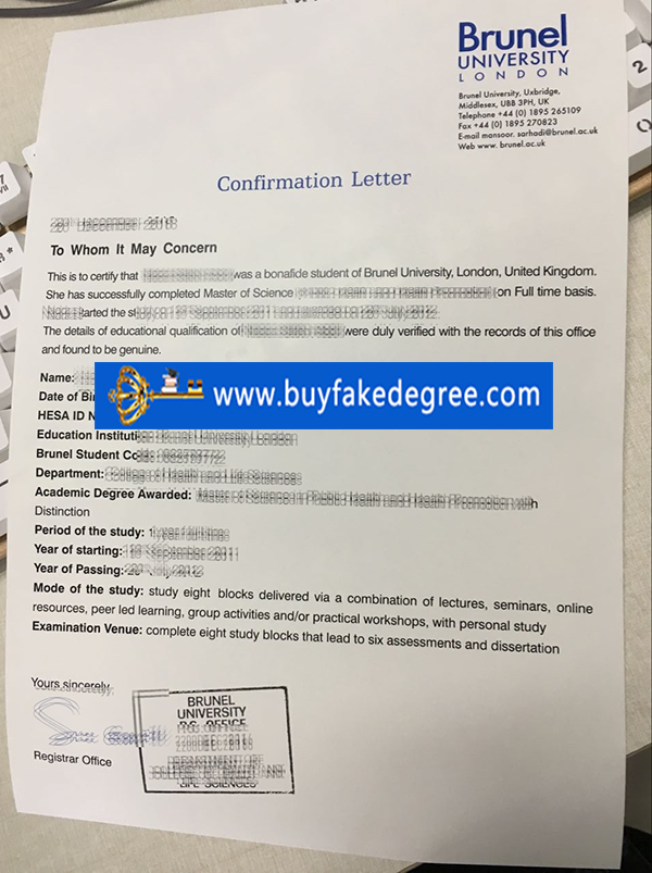 fake Brunel University confirmation letter buy fake diploma certificate