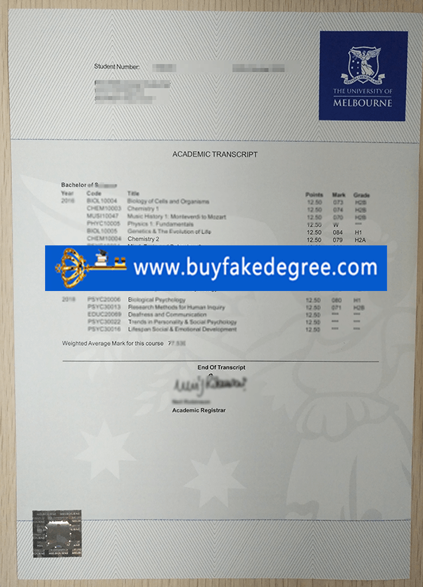 purchase fake University of Melbourne transcript