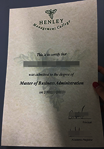 Henley Management College degree certificate