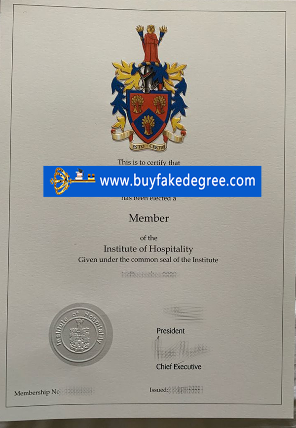 Order Fake Institute of Hospitlity member diploma certificate