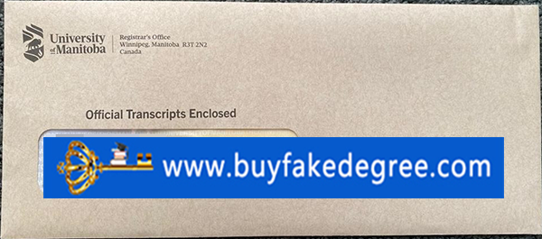 University of Manitoba envelope, fake University of Manitoba transcript envelope, buy fake certificate from buyfakedegree.com