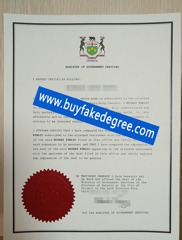 Ontario notary public certificate, fake notary public, buy fake certificate