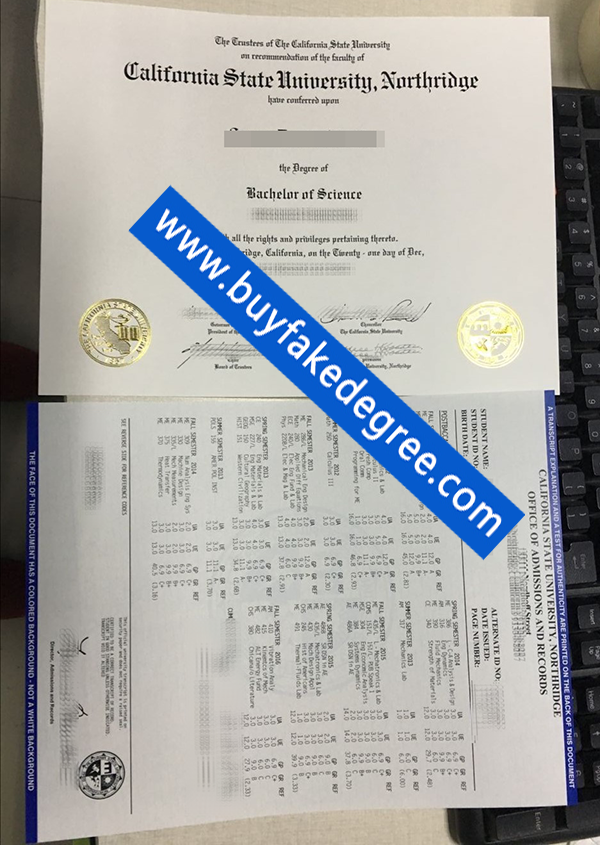 CSUN diploma and transcript, fake California State University Northridge diploma transcript