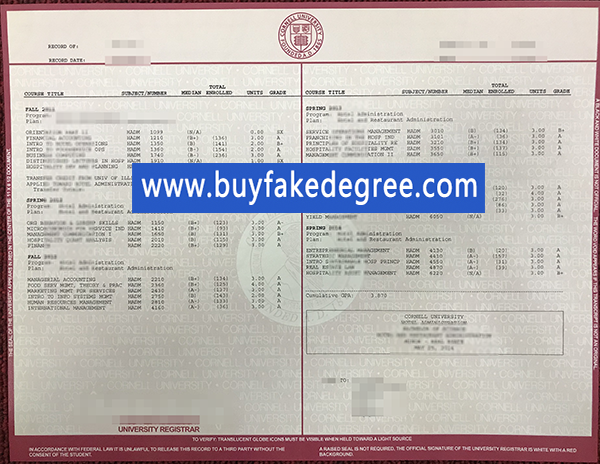 Cornell University transcript, fake Cornell University transcript, buy fake transcript of Cornell University