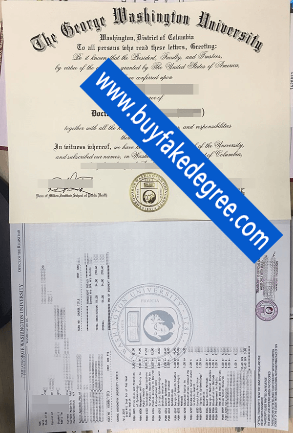 GWU diploma and transcript, buy fake GWU diploma transcript