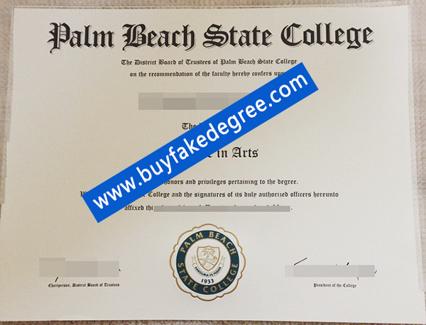 Palm Beach State College diploma certificate