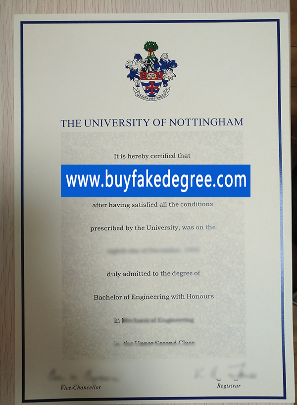 University of Nottingham degree sample
