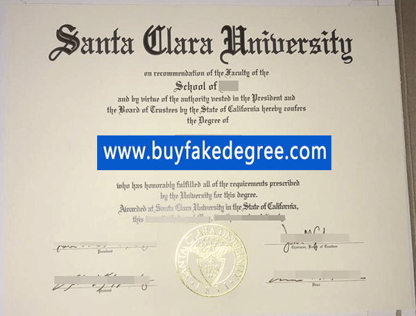 Santa Clara Univresity degree sample