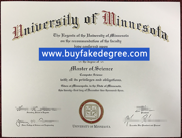 University of Minnesota degree sample from buyfakedegree.com