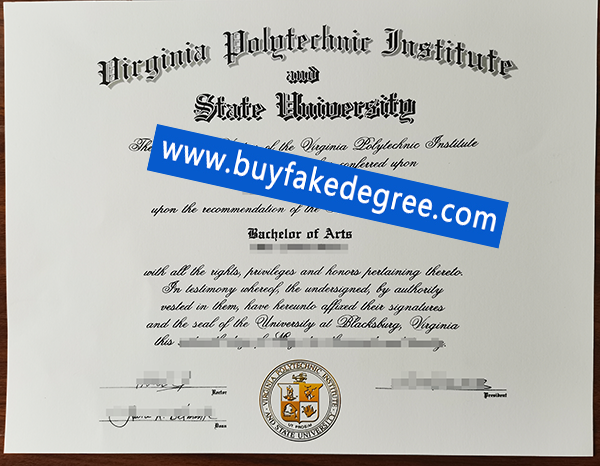 Virginia Polytechnic institute and state university diploma sample from buyfakedegree
