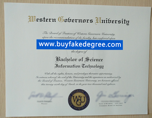 WGU degree sample from buyfakedegree