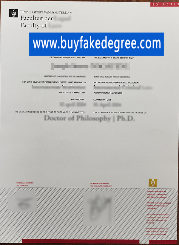 Fake University of Amsterdam diploma Sample Show