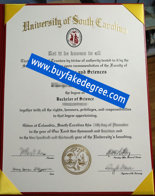 university of south carolina diploma sample from buyfakedegree.com