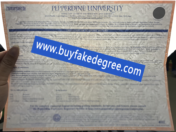 Pepperdine University fake transcript sample buy fake Pepperdine University transcript, fake transcript with real watermark