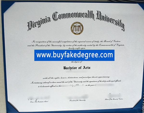 Virginia Commonwealth University diploma sample from buyfakedegree, buy fake diploma, fake degrees