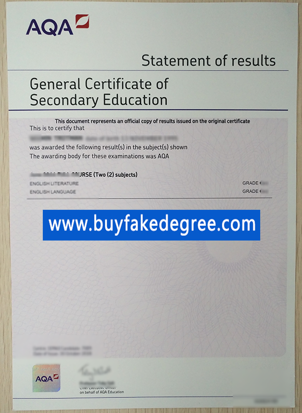 AQA GCSE certificate, buy fake GCSE certificate