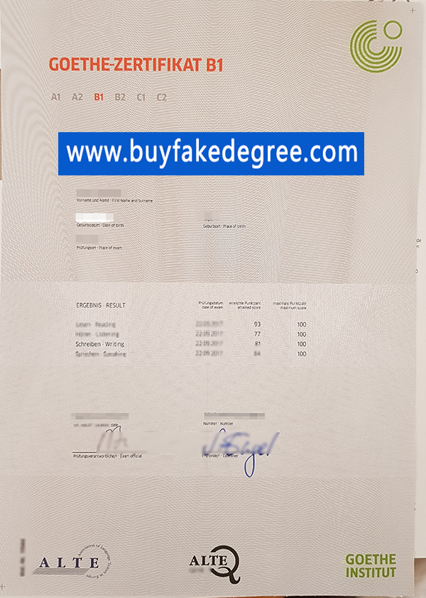 GOETHE certificate B1, buy fake goethe Zertifikat