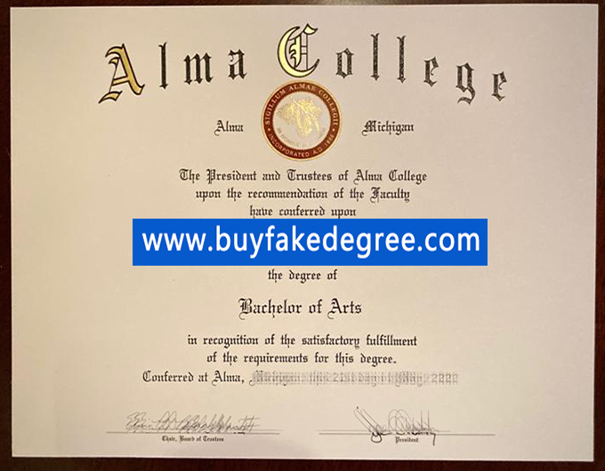 Alma College diploma, buy fake diploma of Alma College from buyfakedegree.com