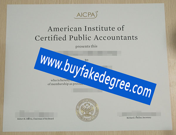 American Institute of Certified Public Accountants certificate