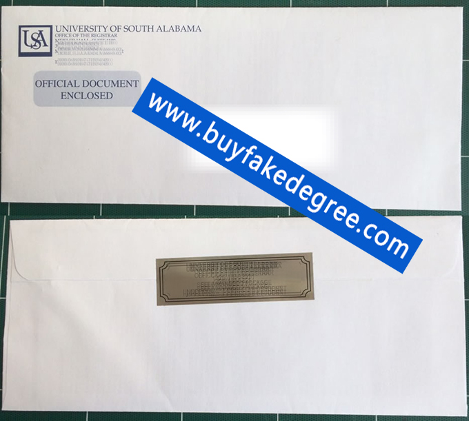 University of South Alabama envelope, fake transcript envelope of University of South Alabama